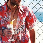 Men's Beach Print Short Sleeve Floral Shirt