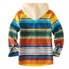 Mens Colorful Stripe Thick Plush Casual Jacket