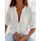 Loose Casual Solid Color Short Sleeve Blouse