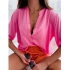 Loose Casual Solid Color Short Sleeve Blouse