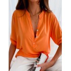 Loose Casual Solid Color Short Sleeve Blouse