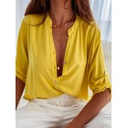 Loose Casual Solid Color Short Sleeve Blouse