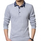 Men's Outdoor Check Polo Neck Long Sleeve Polo Shirt