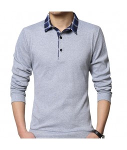 Men's Outdoor Check Polo Neck Long Sleeve Polo Shirt