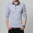 Men's Outdoor Check Polo Neck Long Sleeve Polo Shirt