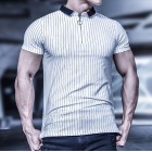 Men's Vertical Striped Casual Polo Shirt