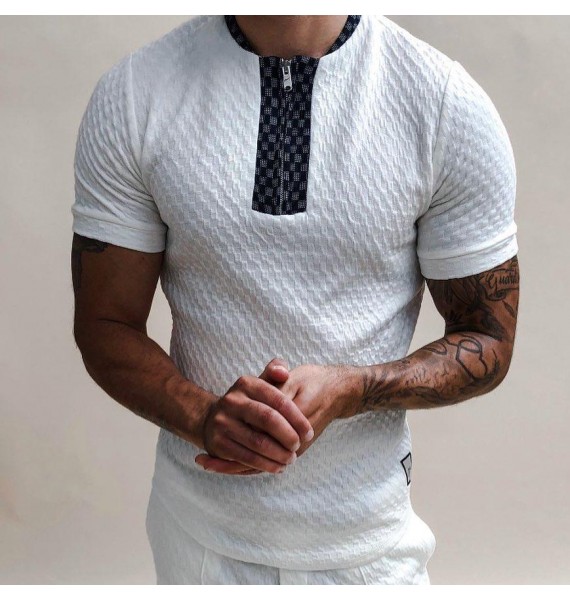 Textured Colrless Slim Fit Polo Shirt