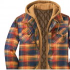 Men's Casual Colored Checkered Hooded Fake Two-piece Jacket