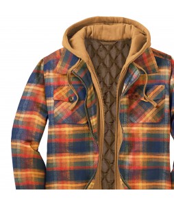 Men's Casual Colored Checkered Hooded Fake Two-piece Jacket