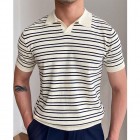 Gentleman Summer Retro Striped Polo Shirt