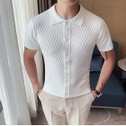 slim casual mesh knitted Polo Shirt