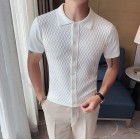 slim casual mesh knitted Polo Shirt