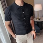 slim casual mesh knitted Polo Shirt