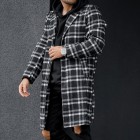 Street Trend Check Textured Single-Breasted Coat