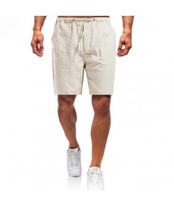 Men's Casual Solid Drawstring Linen Shorts