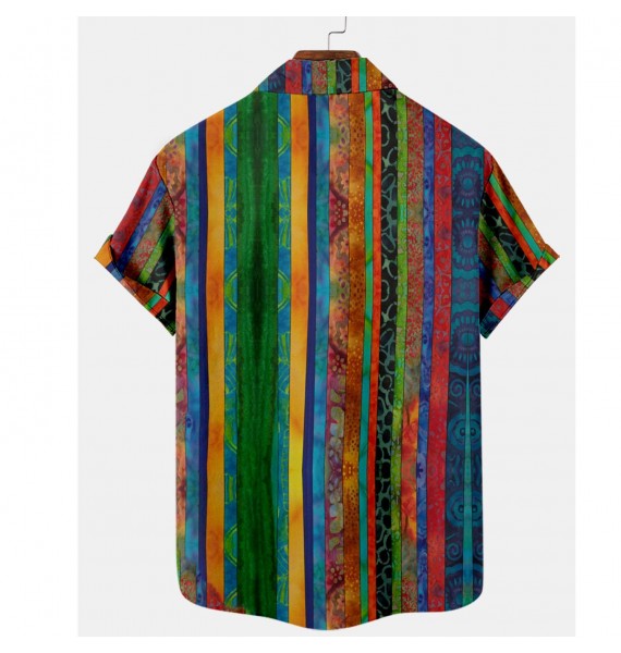 Men's Rainbow Striped Beach Shirt