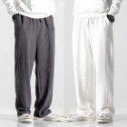 Men's Cotton Linen Casual Pants Drape Wide Leg Pants