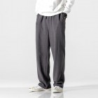 Men's Cotton Linen Casual Pants Drape Wide Leg Pants