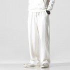 Men's Cotton Linen Casual Pants Drape Wide Leg Pants