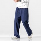 Men's Cotton Linen Casual Pants Drape Wide Leg Pants