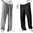 Men's Cotton Linen Casual Pants Drape Wide Leg Pants