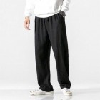 Men's Cotton Linen Casual Pants Drape Wide Leg Pants