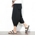 Men's Cotton Linen Casual Pants Drape Wide Leg Pants