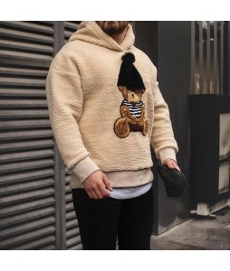 Bear Embroidered Fleece Sweatshirt