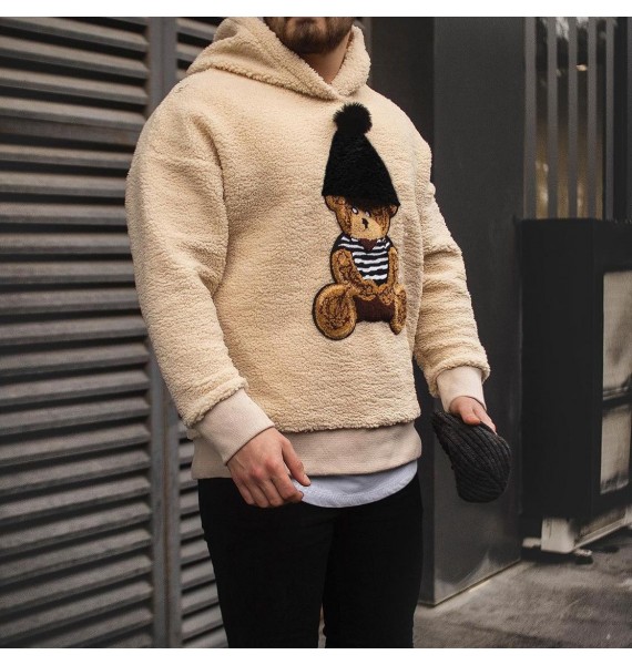 Bear Embroidered Fleece Sweatshirt