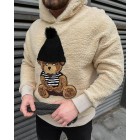 Bear Embroidered Fleece Sweatshirt