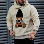 Bear Embroidered Fleece Sweatshirt