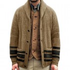 Men's Retro pel Long Sleeve Jacquard Sweater Cardigan