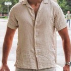 Pleated Cotton Linen Shirt