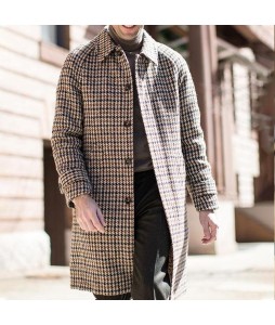 Men's British Style pel Coat Mid Length Coat