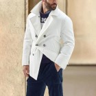 Men's Business Casual Solid Double Breasted Mid Length Jacket