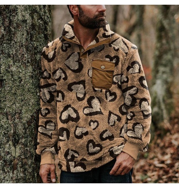 Mens Printed Fleece Casual Sweatshirt