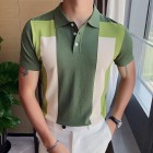 Men's Casual Personality Contrast Knitted Polo Shirt