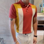 Men's Casual Personality Contrast Knitted Polo Shirt