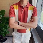 Men's Casual Personality Contrast Knitted Polo Shirt