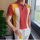 Men's Casual Personality Contrast Knitted Polo Shirt