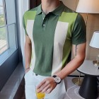 Men's Casual Personality Contrast Knitted Polo Shirt