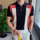 Men's Casual Personality Contrast Knitted Polo Shirt