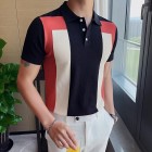 Men's Casual Personality Contrast Knitted Polo Shirt