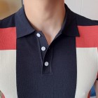 Men's Casual Personality Contrast Knitted Polo Shirt