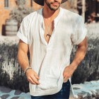 Men's Pin V-neck Short Sleeve Shirt