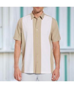 Men's Holiday Casual Color Contrast Short Sleeve Shirt