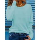 Casual Solid Color Round Neck Long Sleeve Loose Shirt