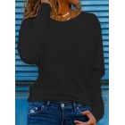 Casual Solid Color Round Neck Long Sleeve Loose Shirt