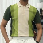 Colorblock pel Short Sleeve Slim Fit Knit Polo Shirt