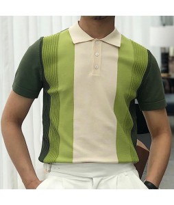 Colorblock pel Short Sleeve Slim Fit Knit Polo Shirt